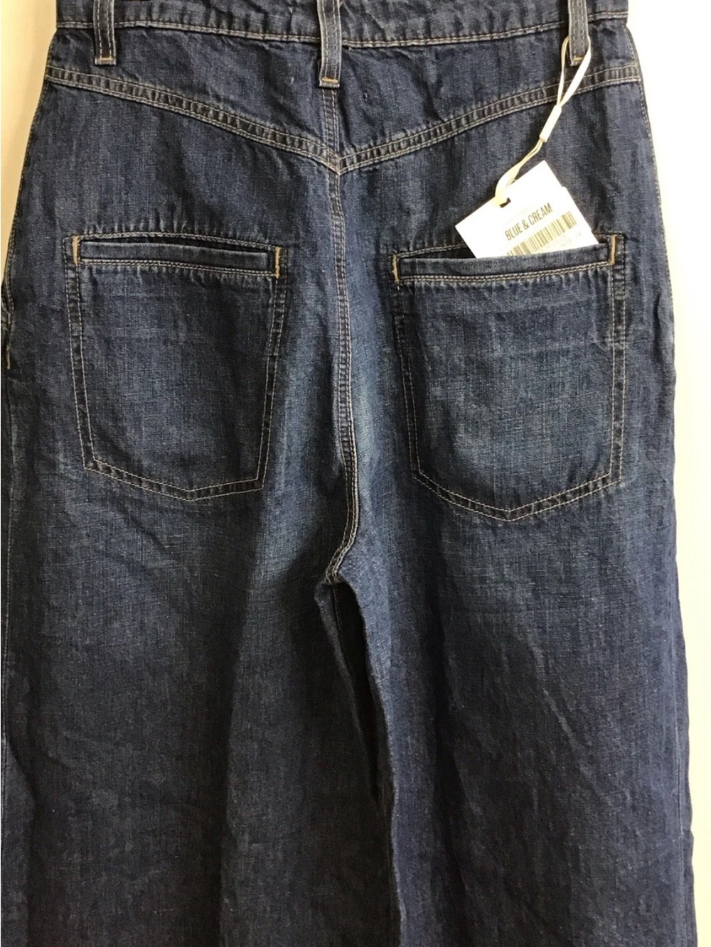 NWT TWP Greene St. Wide Leg Linen Blend Pants Dark Wash Blue Cotton $495 Size 29 - Picture 8 of 11